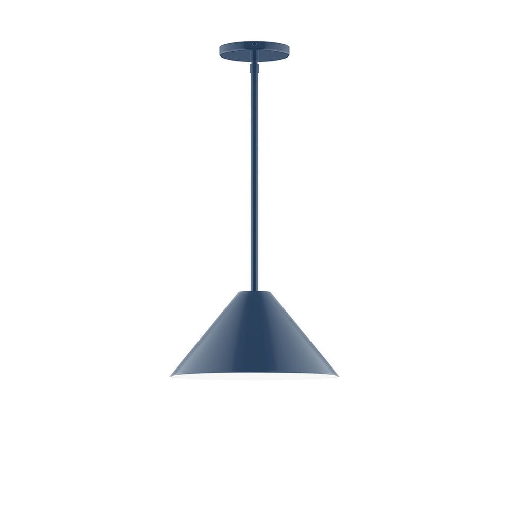 Montclair Lightworks STG422-50 12" Axis Cone Stem Hung Pendant Navy Finish